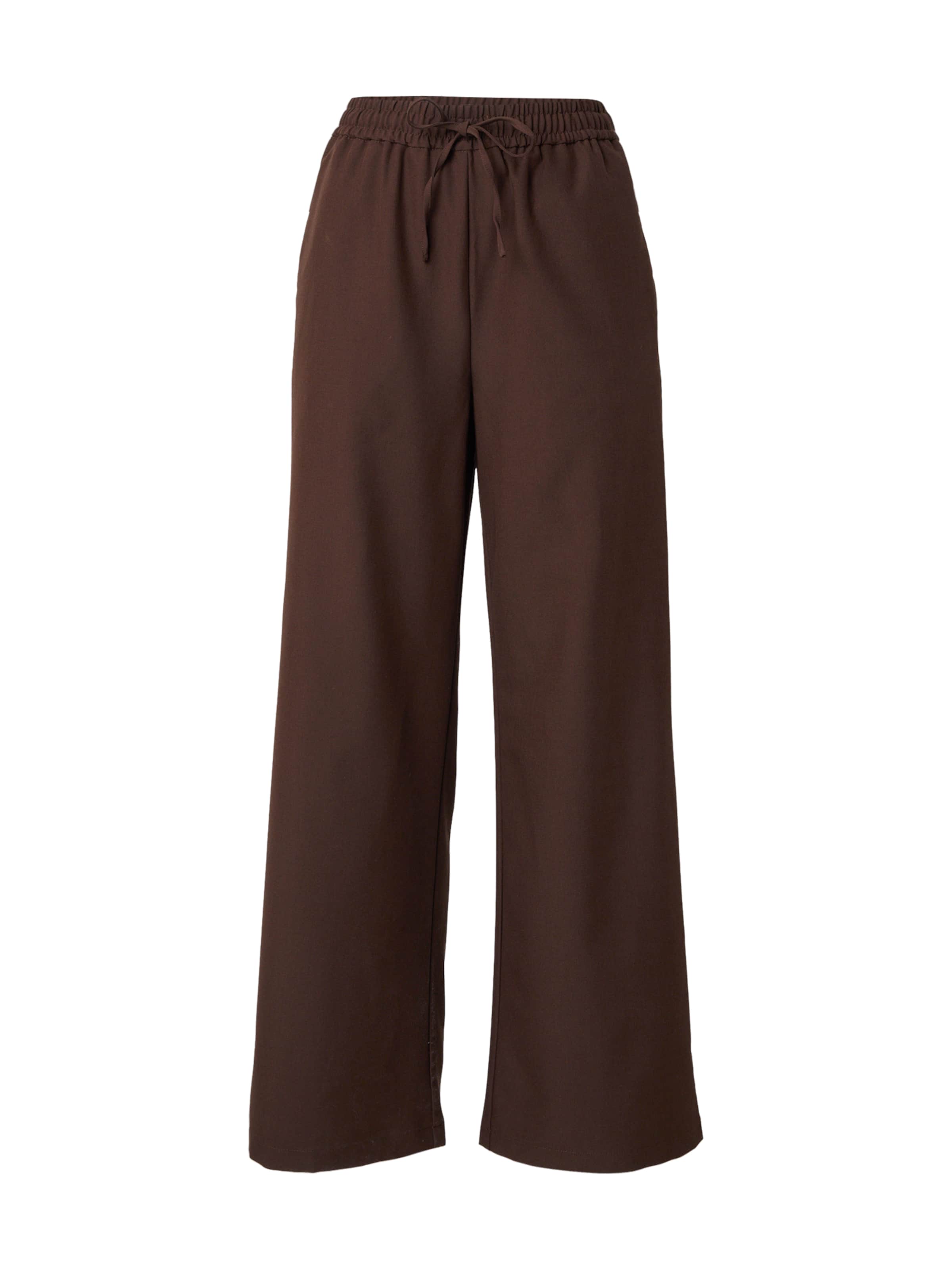 PIECES Wide leg Pants 'PCBosella' in Brown: front