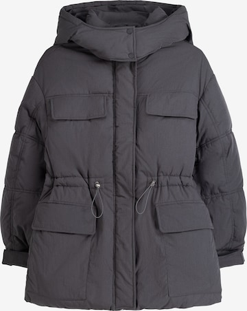 Bershka Winter Jacket in Grey: front