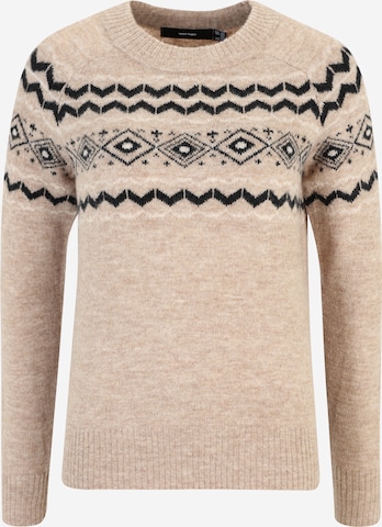 Vero Moda Petite Пуловер 'FIFI FAIRISLE' в бежово: отпред
