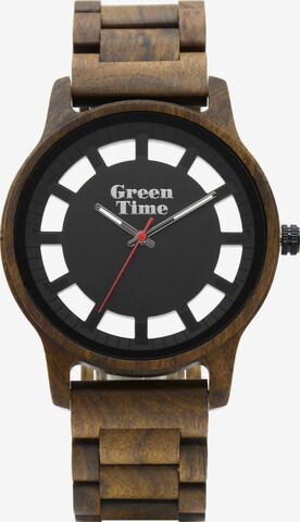 GreenTime Analog Watch in Brown: front