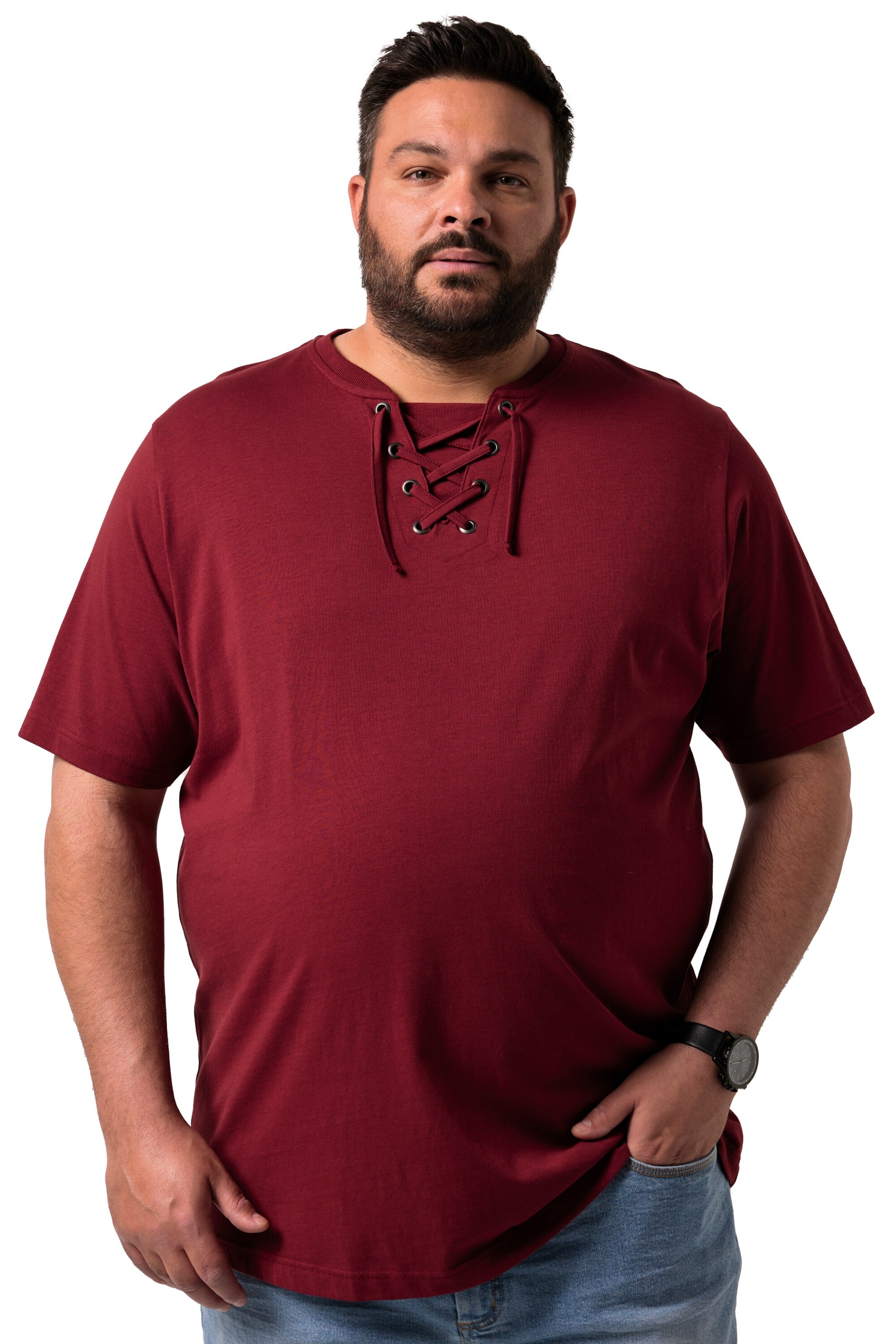 Men Plus Shirt in Red: front