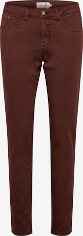 Coupe slim Jean 'Lotte' Cream en marron : devant