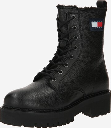 Bottines à lacets Tommy Jeans en noir : devant