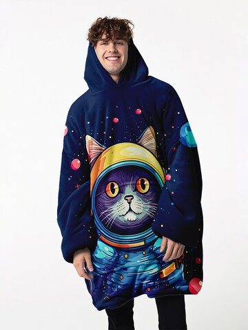 Mr. Gugu & Miss Go Bluzka sportowa 'Astronaut Cat Kocobluza Huggie Blanket Unisex One Size Mr. Gugu & Miss Go' w kolorze niebieski