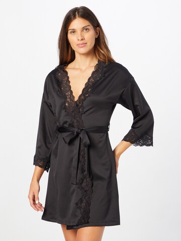 Lauren Ralph Lauren Dressing Gown 'SIGNATURE SATIN' in Black: front