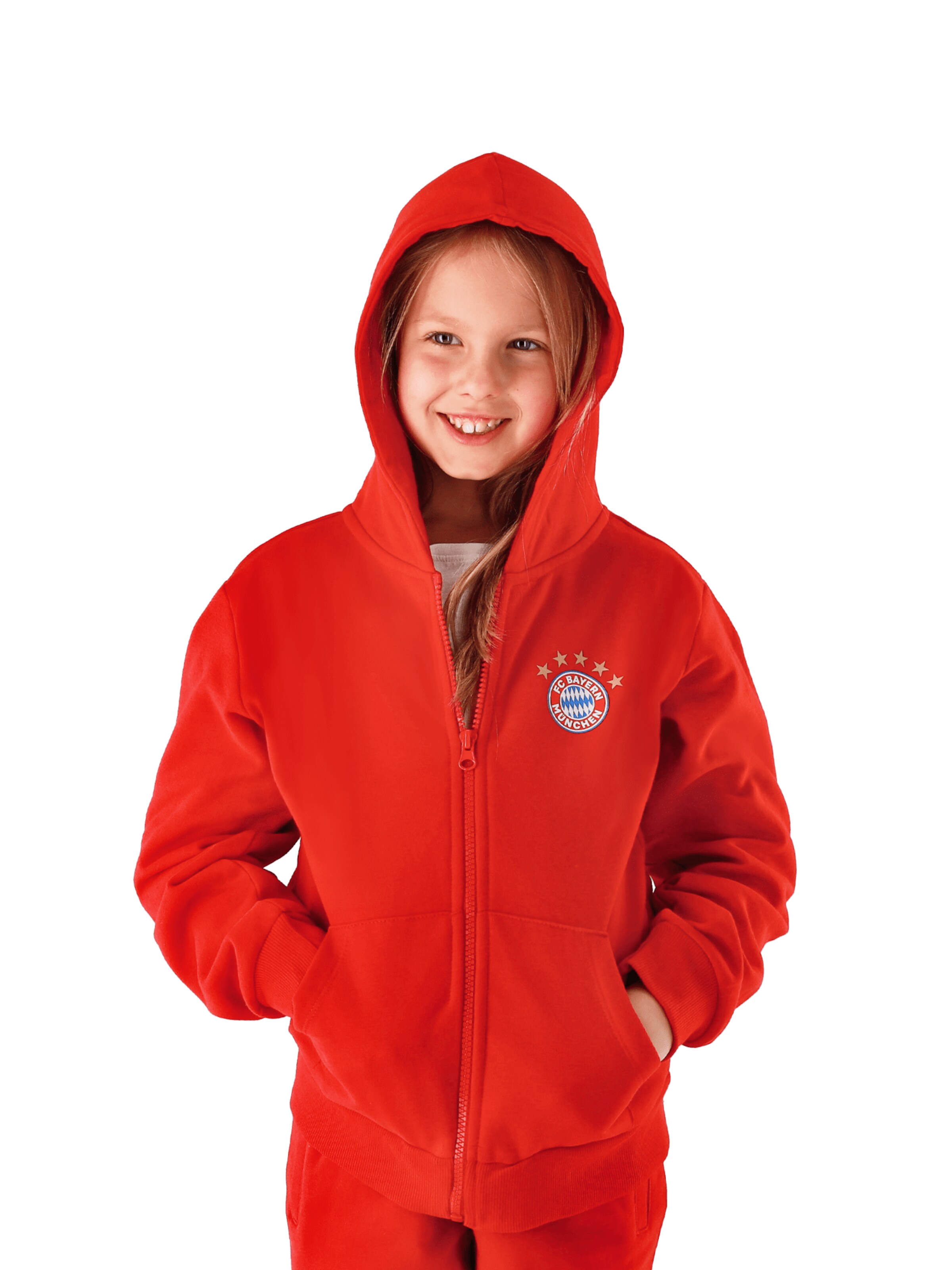 FC BAYERN MÜNCHEN Athletic Zip-Up Hoodie 'Essentials' in Red