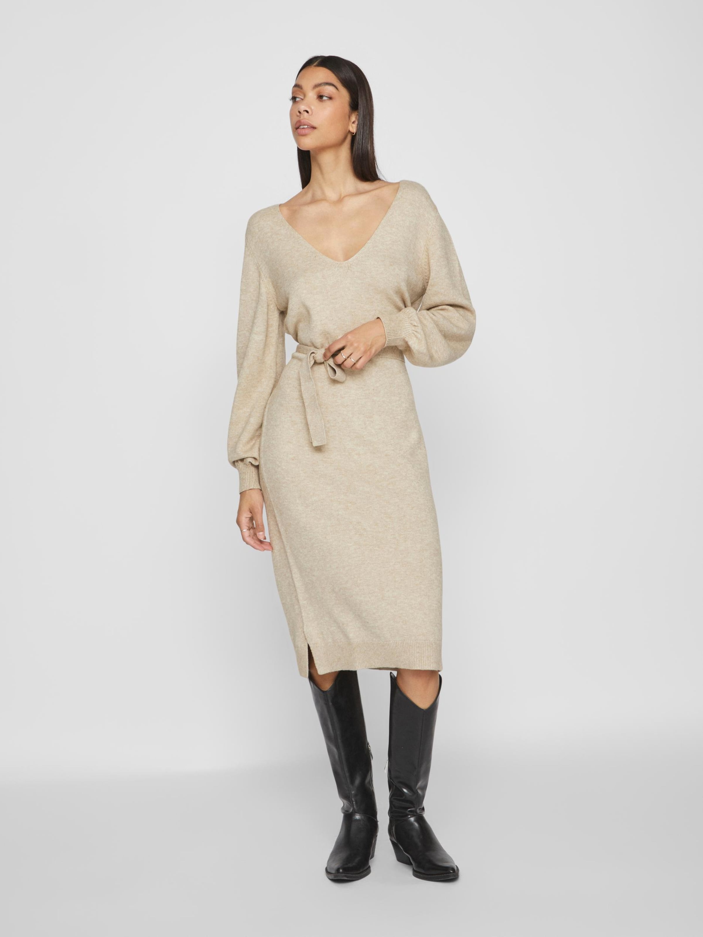 Gebreide jurk 2025 beige