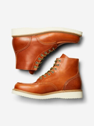 SELECTED HOMME Lace-Up Boots 'Teo' in Brown