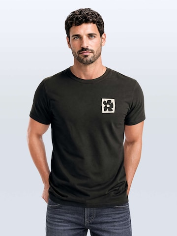 Neverless Shirt 'Blume Quadrat' in Grey: front