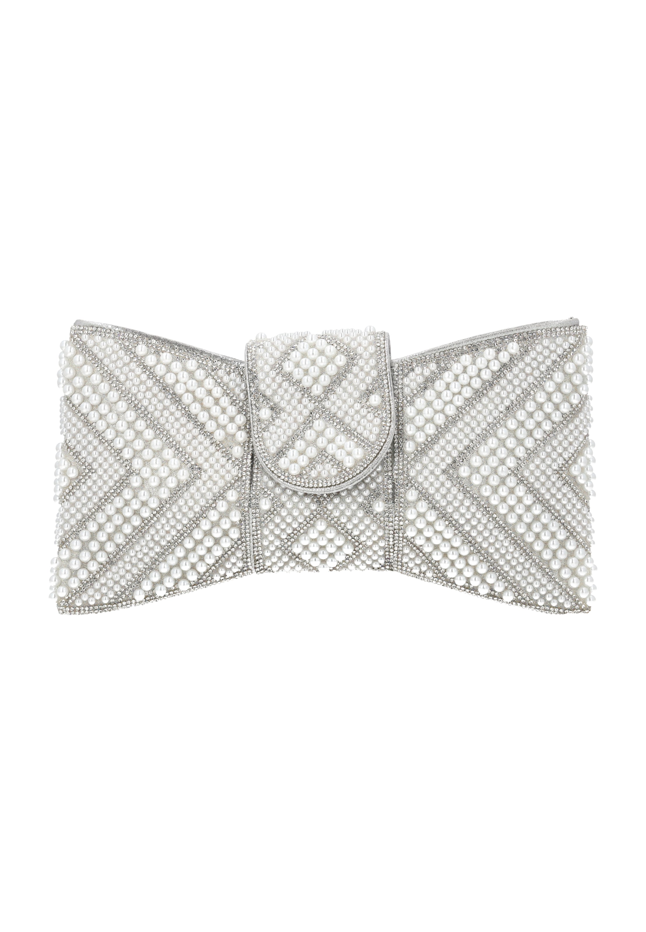faina Clutch in One Size in gold / silber / weiß, Produktansicht