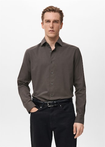 MANGO MAN Regular fit Button Up Shirt 'Ares' in Brown: front