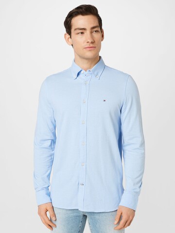 TOMMY HILFIGER Slim Fit Hemd '1985 Dobby' in Blau: predná strana