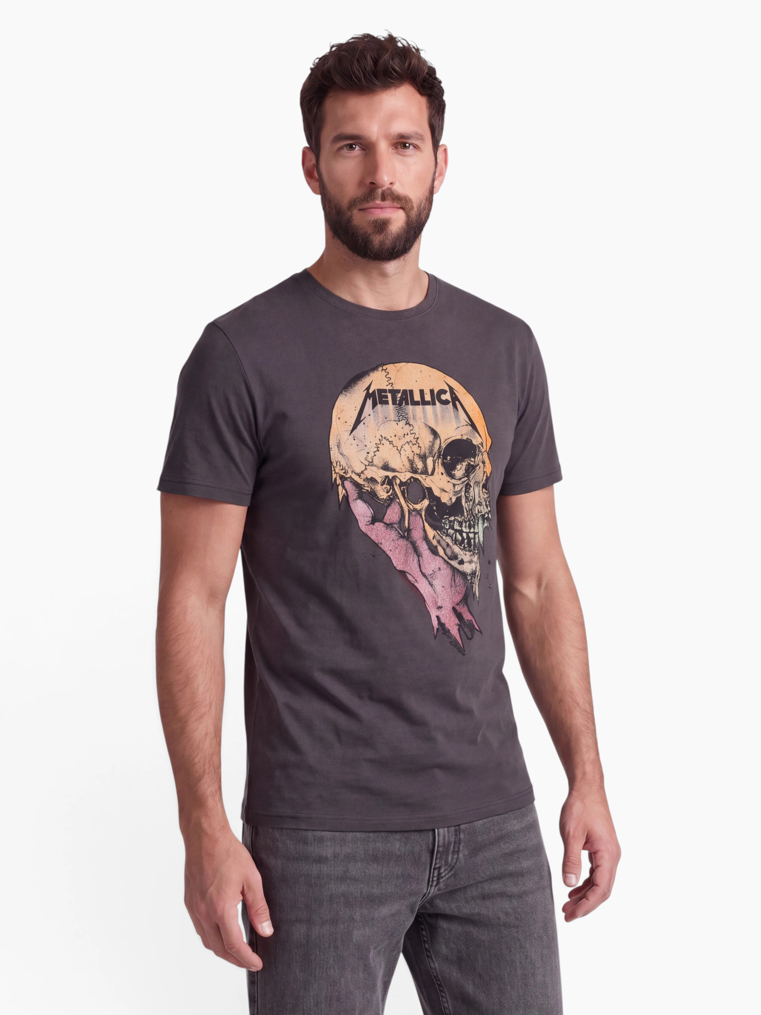 AMPLIFIED Regular fit T-shirt 'METALLICA SAD BUT TRUE' i svart: framsida