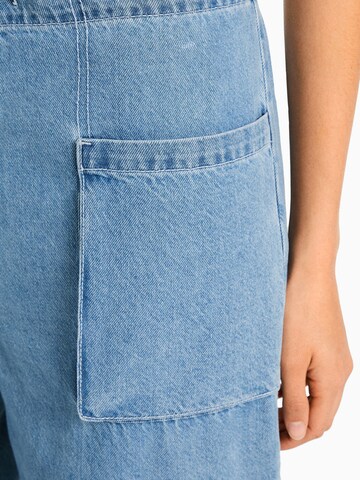 Bershka Wide leg Cargojeans in Blauw