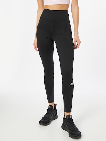 ADIDAS SPORTSWEAR Skinny Workout Pants 'Own The Run Winter' in Black: front