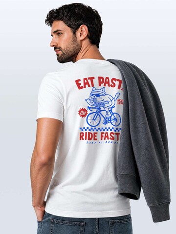 Neverless Shirt 'Eat Pasta Ride Fasta' in White
