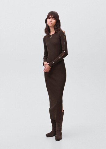MANGO TEEN Knitted dress in Brown: front