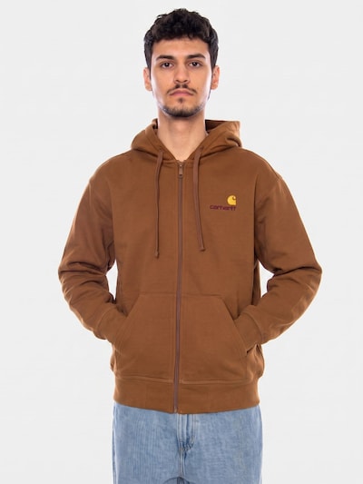 Carhartt WIP Sweatjakke 'Hooded American Script Jacket Hamilton Brown' i S i brun, Produktvisning
