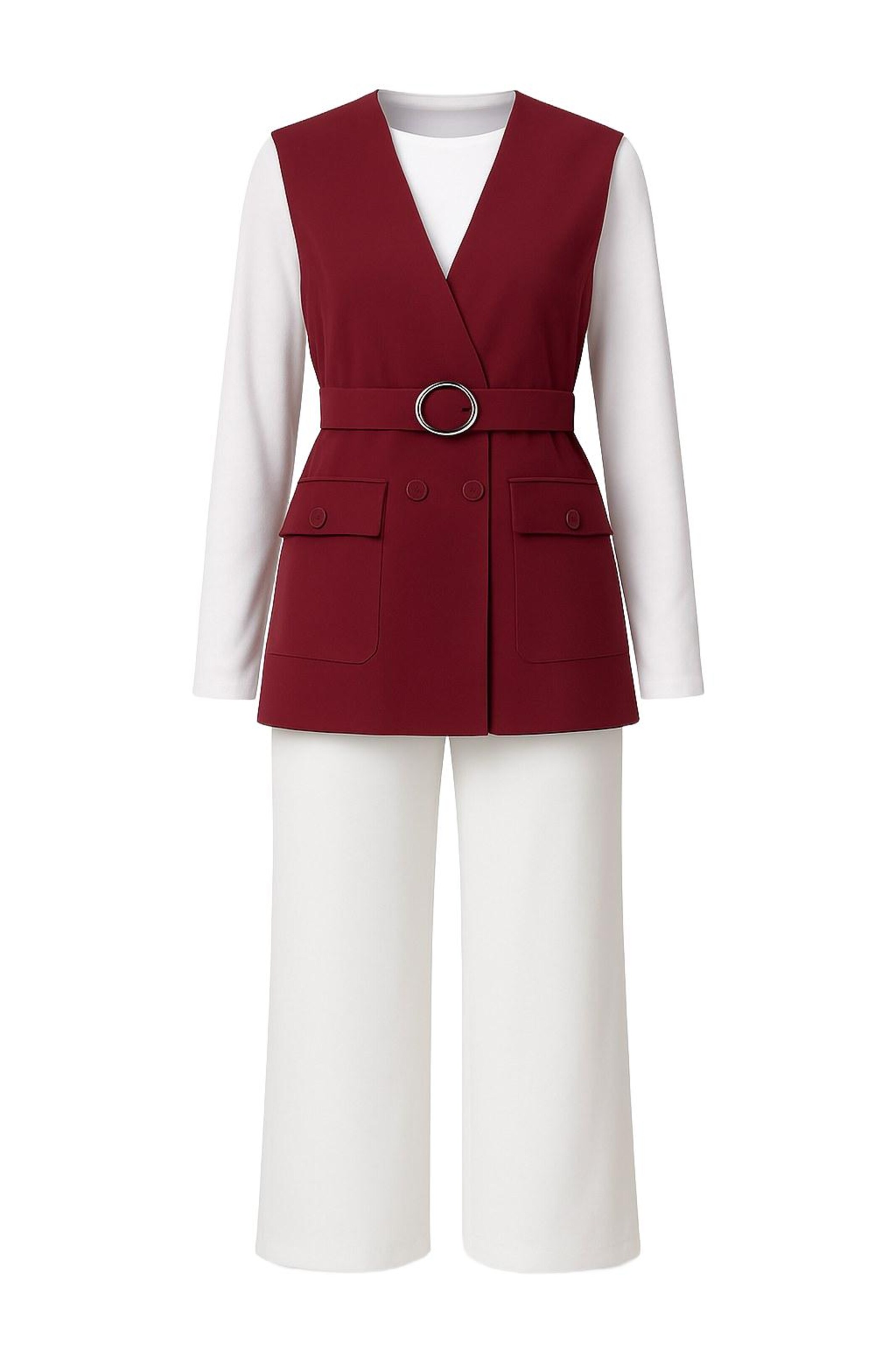 Pantalons de tailleur MODAMIHRAM en rouge : devant