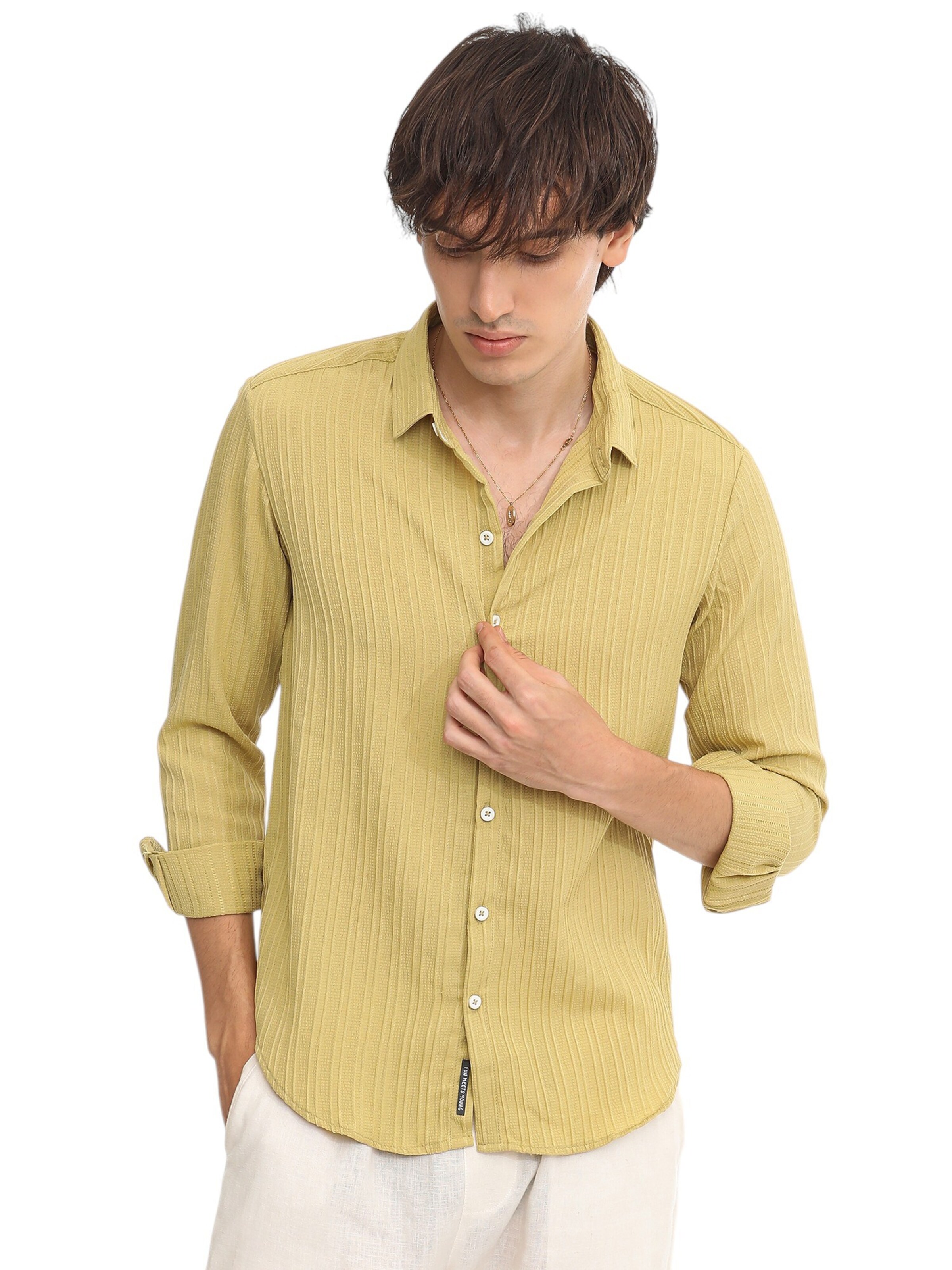 Campus Sutra Regular fit Πουκάμισο 'Zavanna' σε κίτρινο: μπροστά