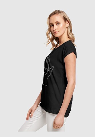 Merchcode Shirt 'Ladies Peace - Scribble Hand Heart' in Black