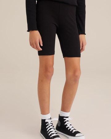 WE Fashion Скинни Леггинсы в Черный: спереди