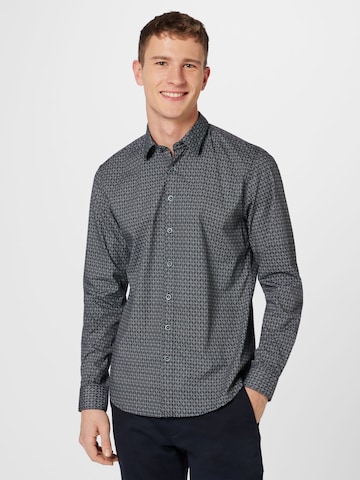 No Excess Regular fit Button Up Shirt in Black: front