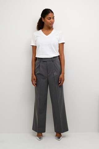 Kaffe Wide leg Pleat-Front Pants 'Solvej' in Grey