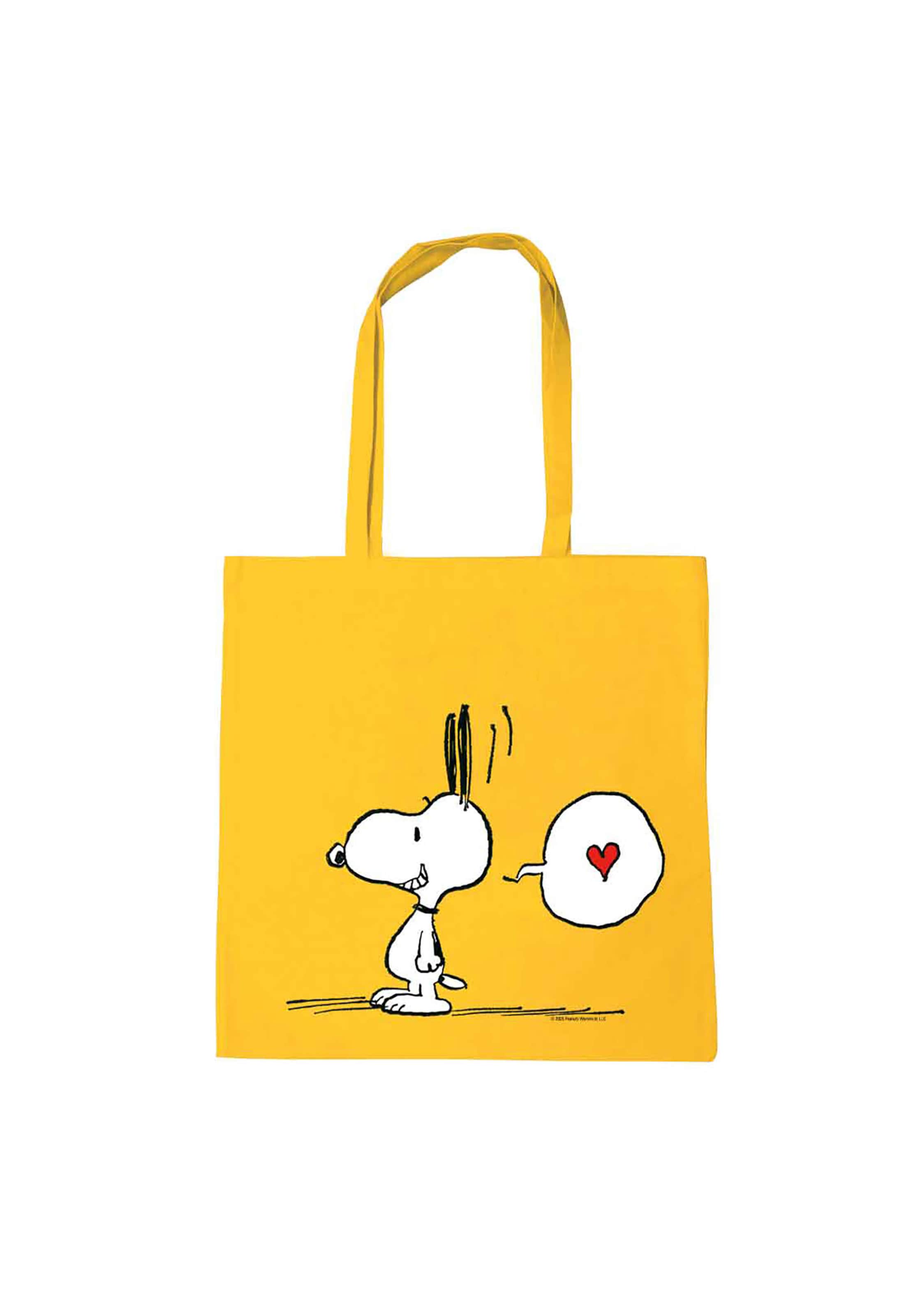 LOGOSHIRT Shopper 'Peanuts - Snoopy in Love' in Yellow: front