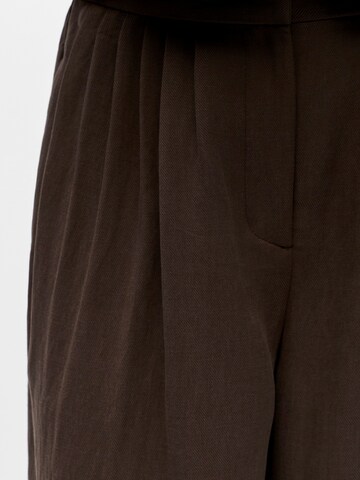 OBJECT Široký strih Plisované nohavice 'OBJMOLLY' - Hnedá