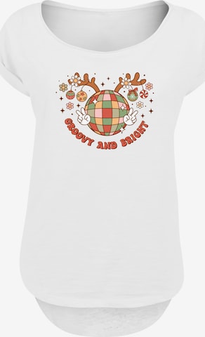 F4NT4STIC Shirt 'Groovy And Bright Christmas Disco Deer' in White: front