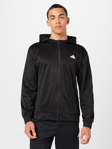 ADIDAS PERFORMANCE Sports sweat jacket 'ESSENTIAL' in Black: front