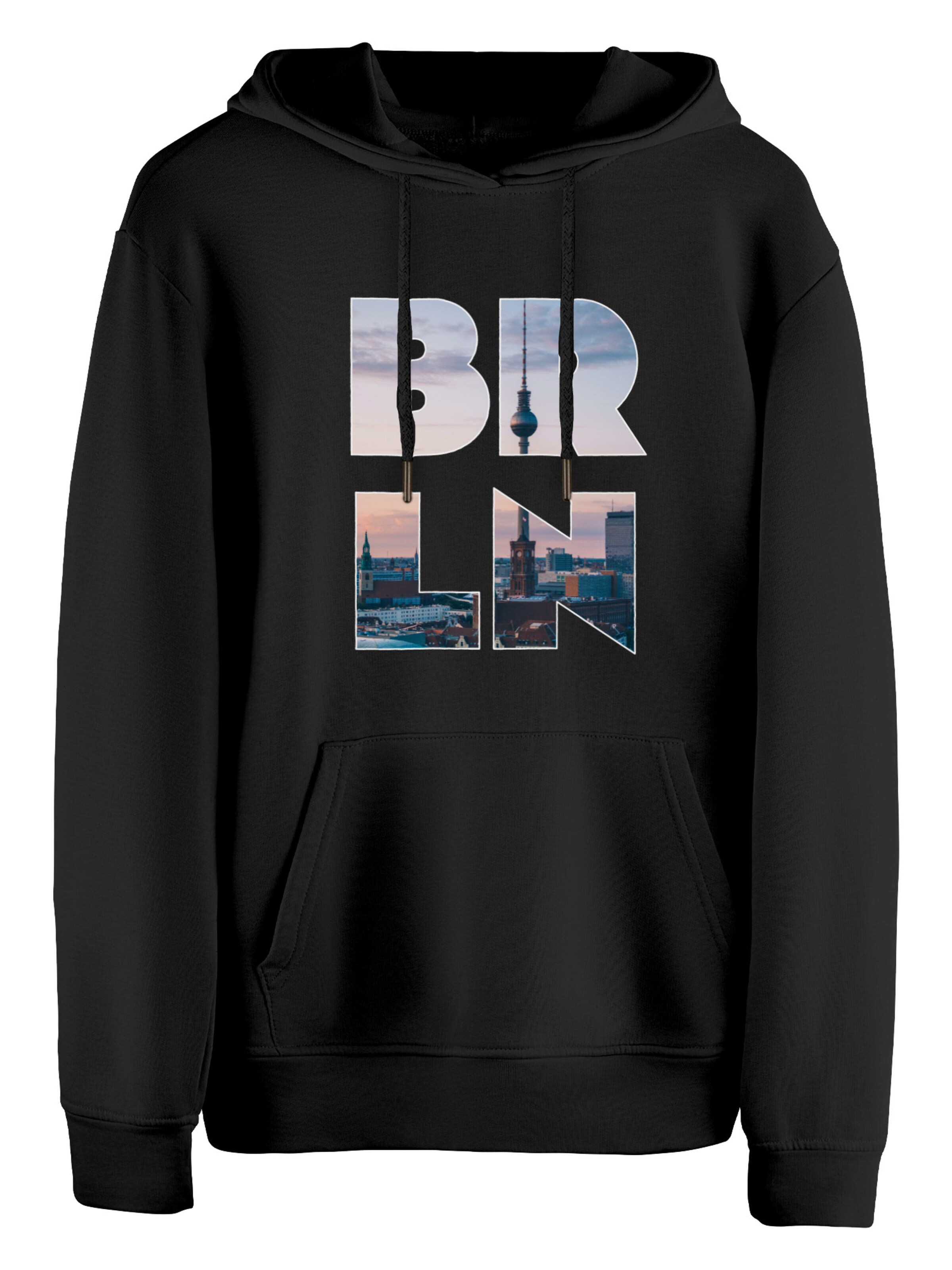 Felpa 'Skyline Berlin' di Cotton Prime in nero: frontale