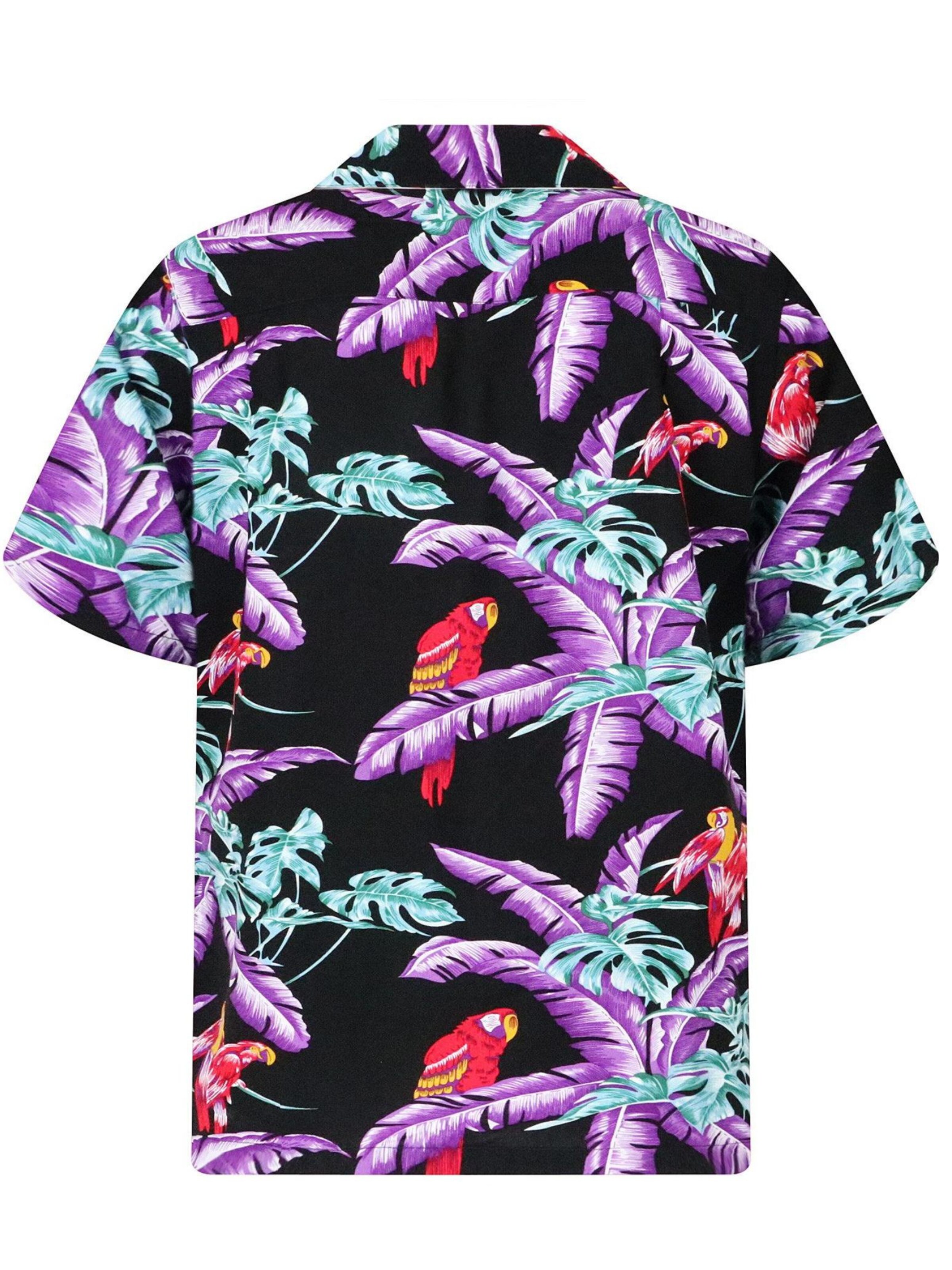 Paradise Found Regular fit Button Up Shirt 'Tom Selleck Jungle Bird' in Black