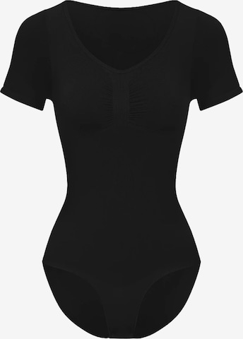 cfab Shapingbody 'T-Shirt Bodysuit Sculpting Shapewear mit Slip' in Zwart: voorkant