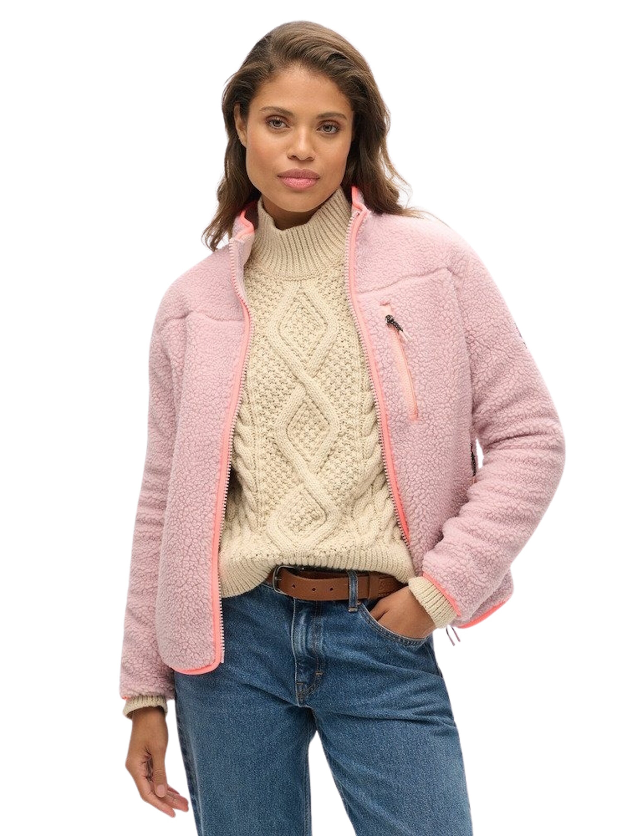 Superdry Polár dzseki - rózsaszín: elől