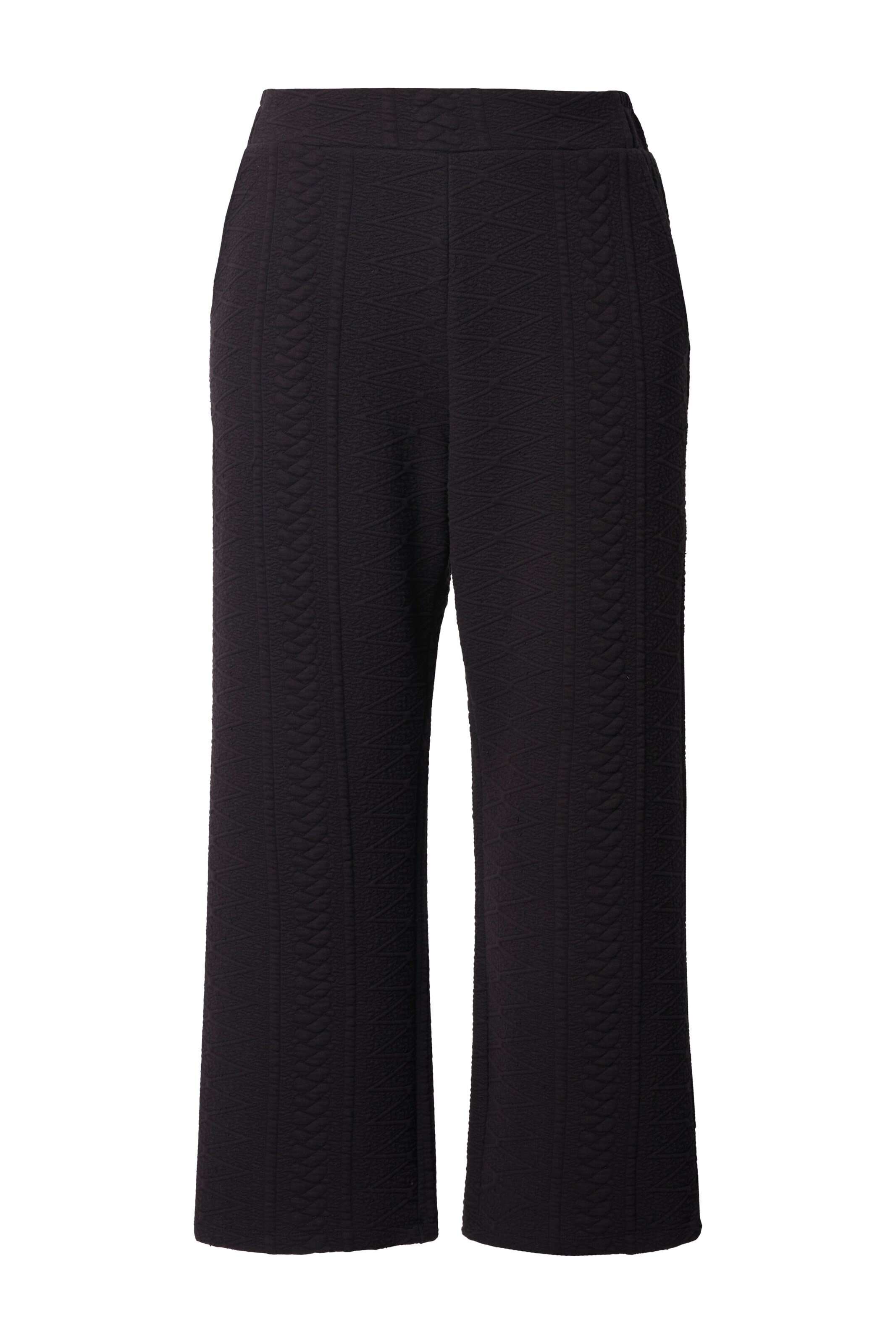 Ulla Popken Wide Leg Jogginghose in Schwarz: Vorderseite