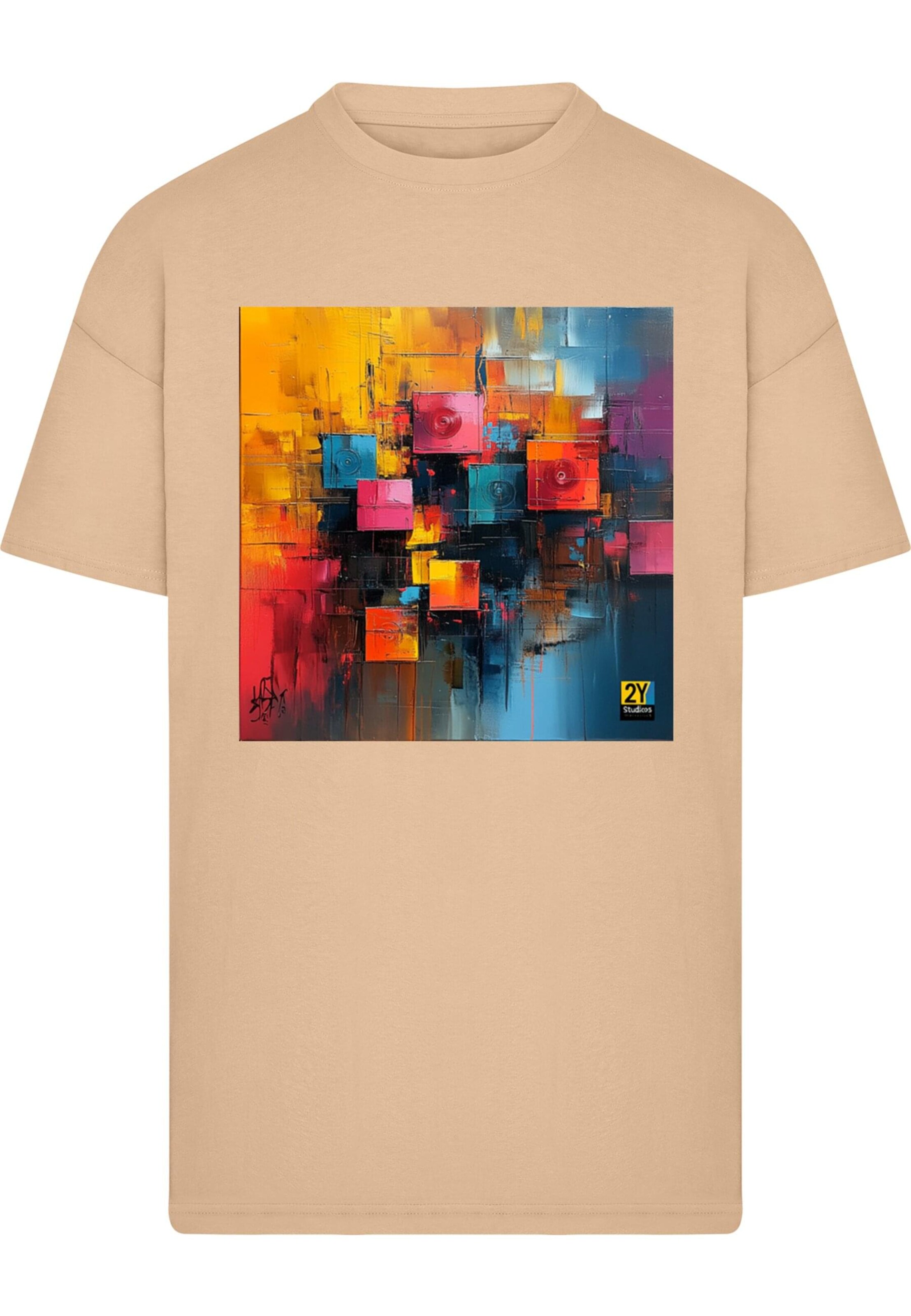 T-Shirt 'Abstract Art' 2Y Studios en beige : devant