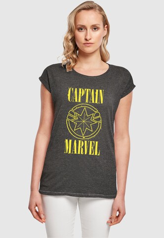 ABSOLUTE CULT Shirt 'Captain Marvel - Grunge' in Grijs: voorkant
