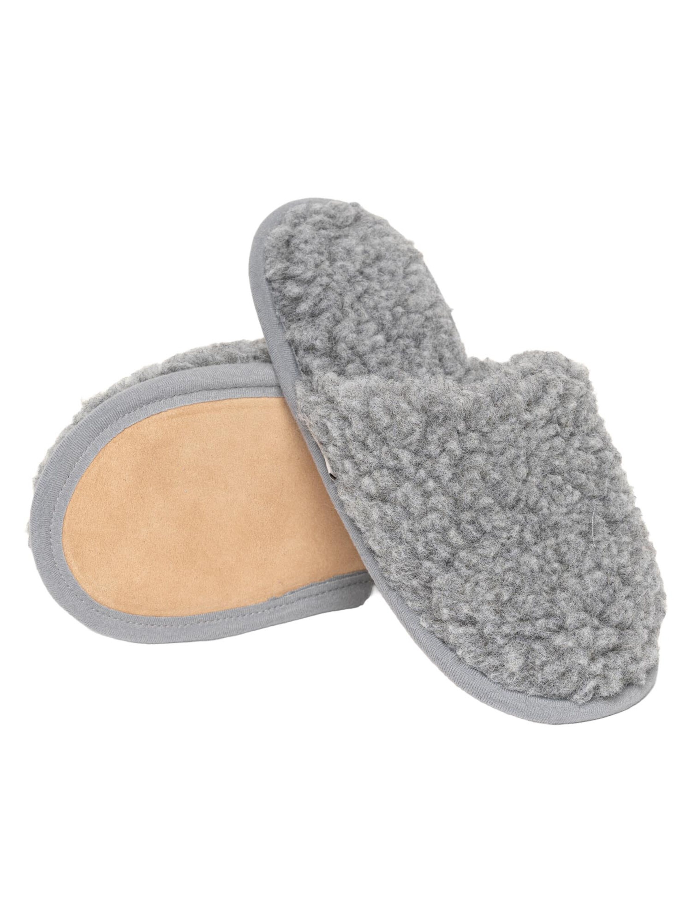 Gottstein Slipper 'Curly Wool' in Grey