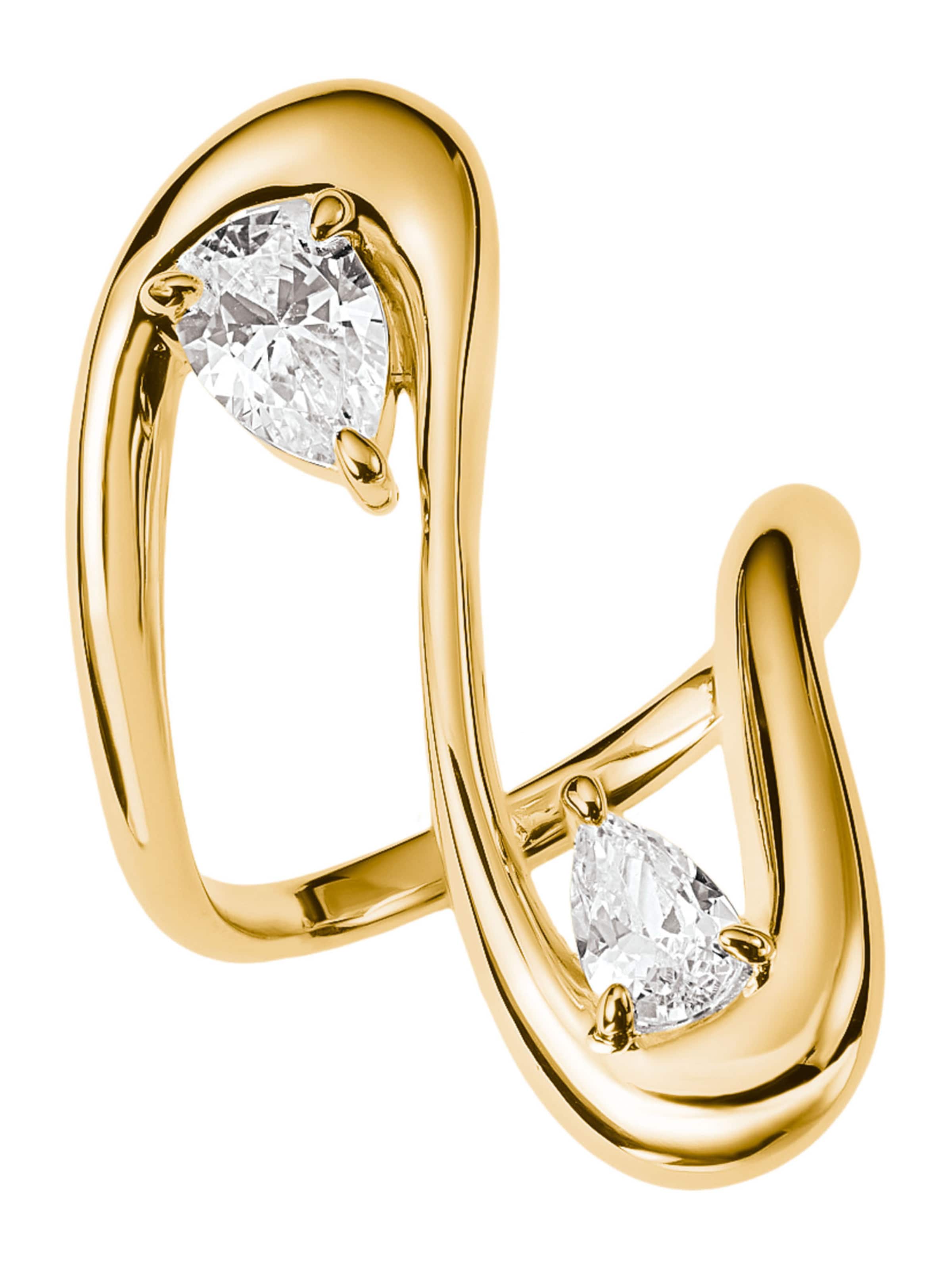 Thomas Sabo Ring mit weißem Zirkonia in Tropfen in Gold: Vorderseite