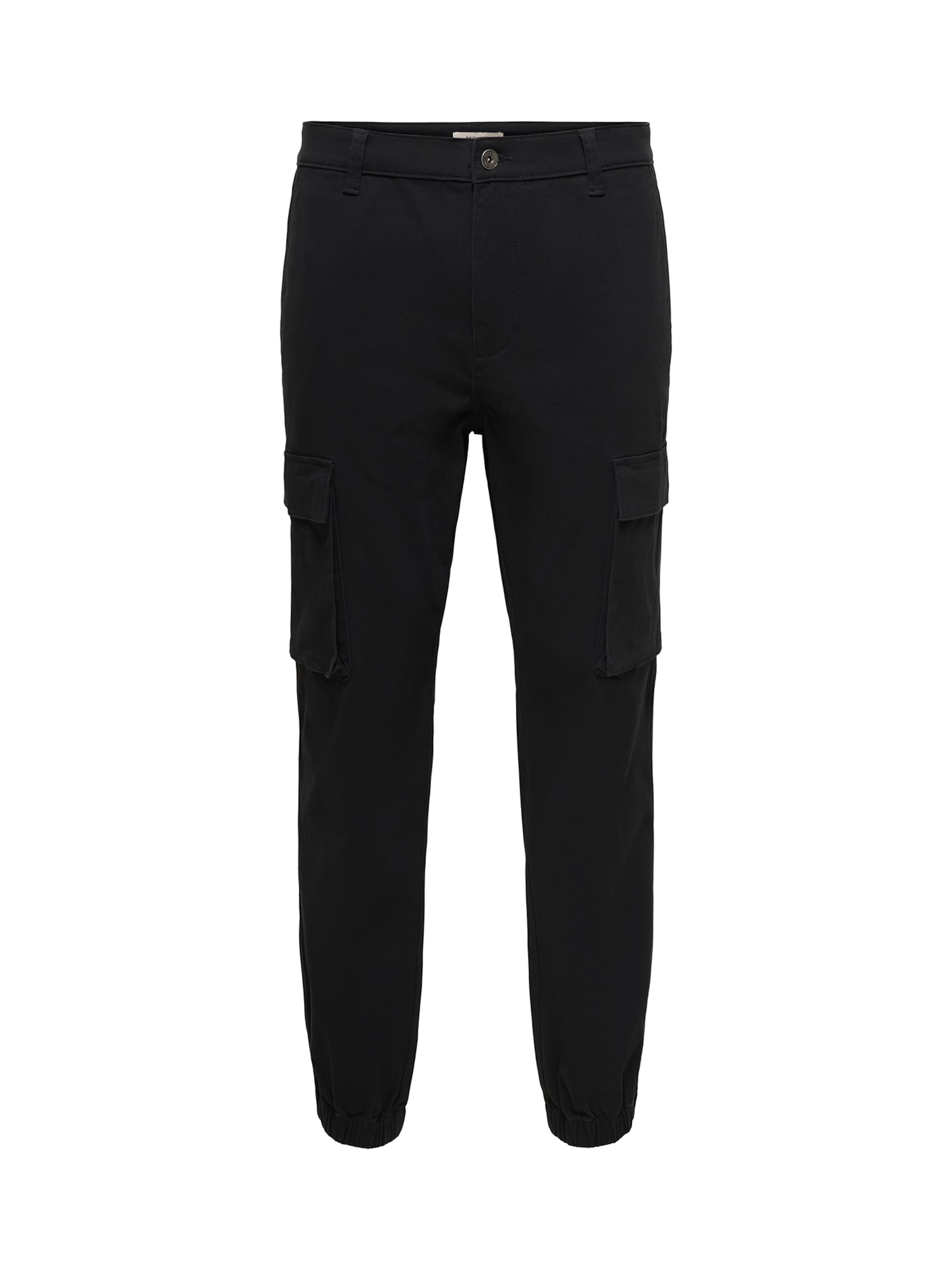 Only & Sons Slimfit Cargobyxa 'ONSCAM' i svart: framsida