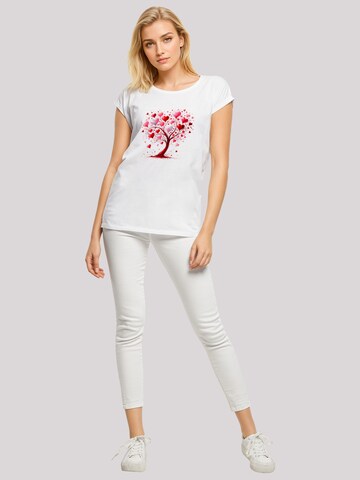 T-shirt 'Herz Baum Aquarell Druck' F4NT4STIC en blanc