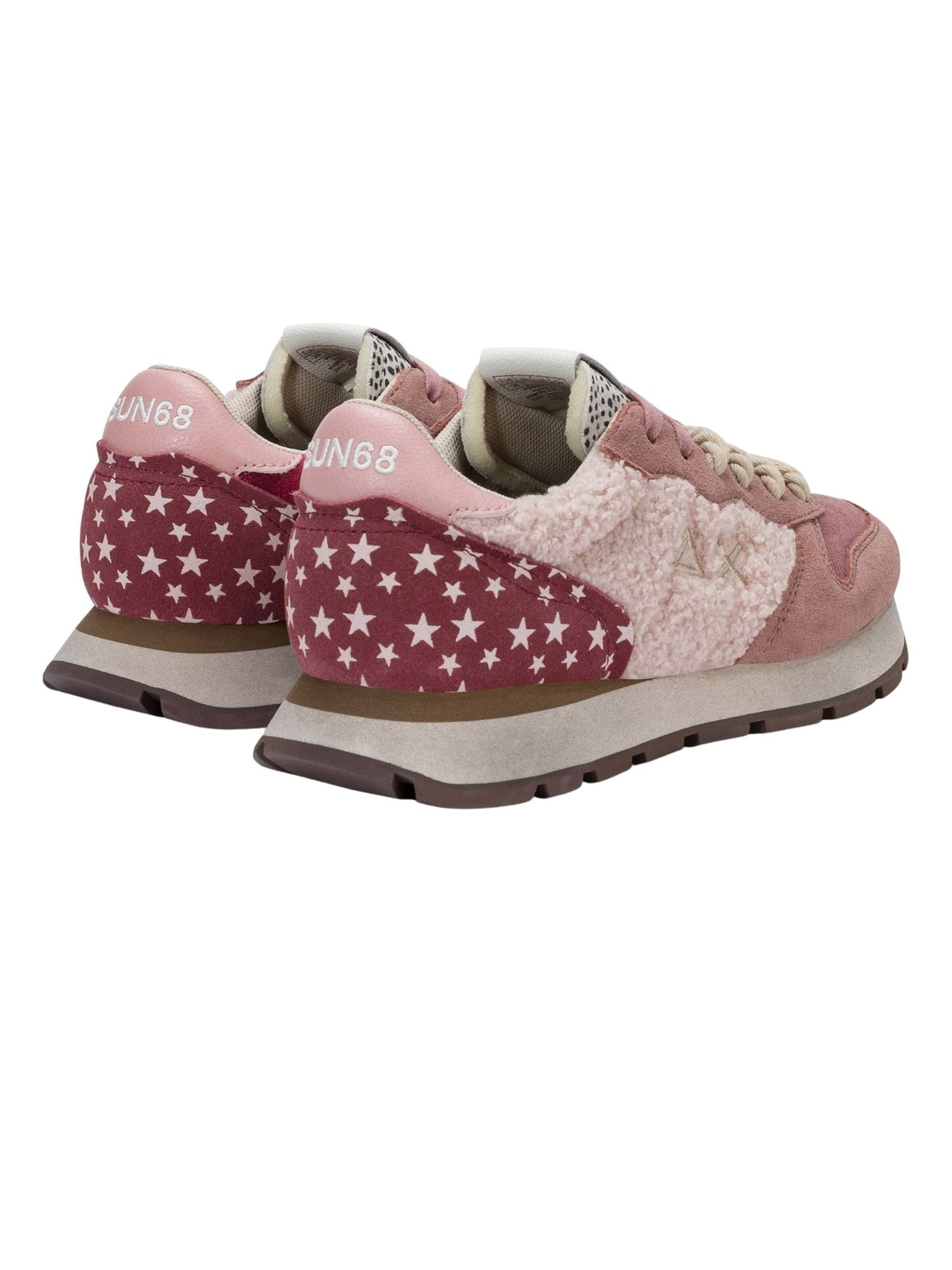 SUN68 Låg sneaker 'Ally Winter sneakers in pink suede and teddy' i rosa