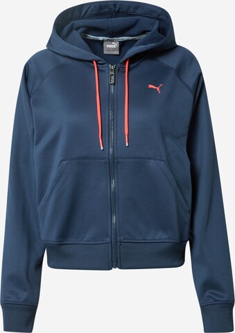 PUMA Sports sweat jacket in Blue: front