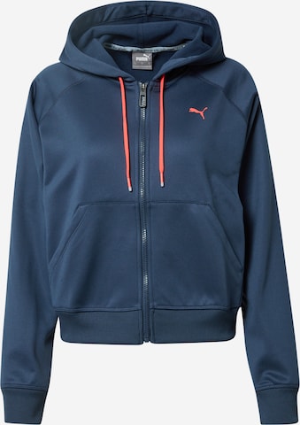 PUMA Athletic Zip-Up Hoodie in Blue: front