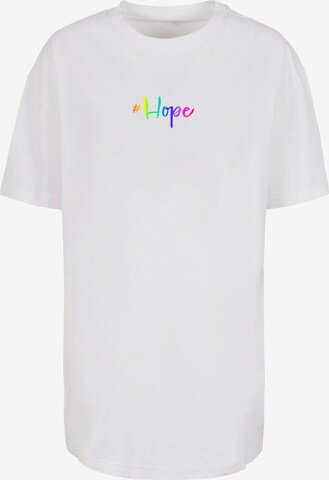 Merchcode Shirt 'Hope Rainbow' in Wit: voorkant