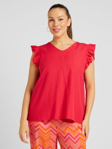 ONLY Carmakoma Blouse 'Jupiter' in Rood: voorkant