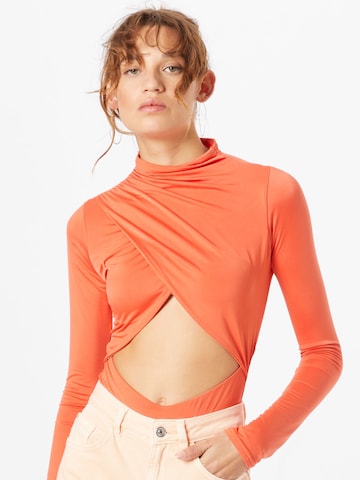 Public Desire Shirt Bodysuit in Orange: front