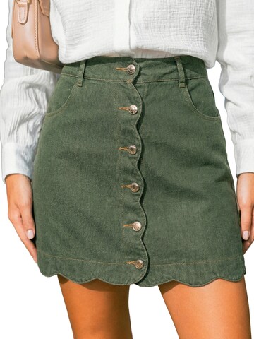 Cupshe Skirt 'Scalloped Button-Front' in Green: front